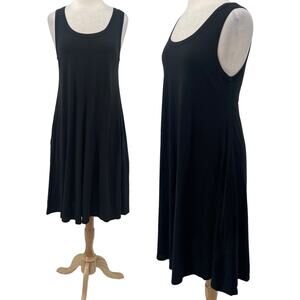 Soft Surroundings Santiago Midi Tank Dress Sleeveless Jersey Knit Black NEW M